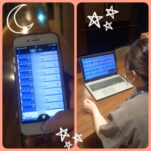 개호 직원이 수면SCAN을 활용해 입소자들의 수면상태를 확인하고 있다. [사진=솜포케어]