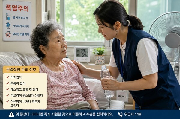 온열질환 시 주의사항 (사진 = AI 기반 요양뉴스 재구성)