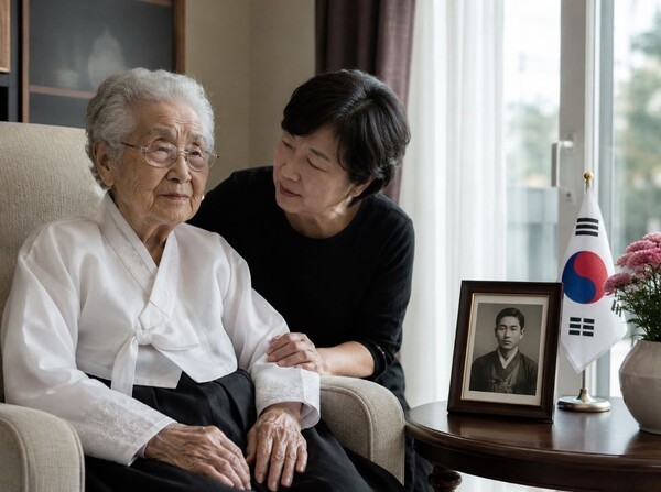광복절은 독립운동의 역사를 기억하는 날이지만, 그 기억을 지켜온 유족의 노후를 살피는 계기여야 한다. (사진 = AI 기반 요양뉴스 재구성)