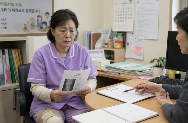 요양보호사가 수술 휴가를 요청했다가 사직을 요구받았다는 민원이 제기됐다. (사진 = AI기반 요양뉴스 재구성)