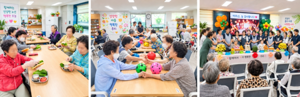 전문 강사와 함께 다양한 프로그램에 참여하며 활기찬 시간을 보내는 잠실데이케어센터 어르신들(사진=요양뉴스)