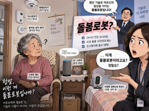 정부가 추진하는 AI 돌봄은 흔히 떠올리는 사람 형태의 로봇보다는 광범위하다. (그림=AI기반 요양뉴스 재구성)