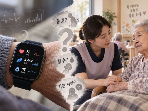 치매나 의사소통 장애를 파악하기 위한 스마트워치 도입에 대한 관심이 높아지고 있다. (사진 = AI기반 요양뉴스 재구성)